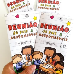 Convite colorido para reunião de pais e responsáveis na escola.