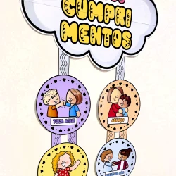 Ilustração de crianças com mensagens de carinho e amizade.