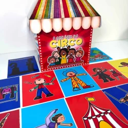 Brinquedos de papel com tema de circo para crianças.