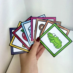 Cartas coloridas de animais para atividades educativas.
