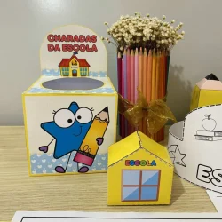 Materiais escolares criativos para o Dia da Escola.