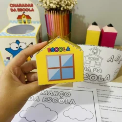 Material escolar e atividades para o Dia da Escola.