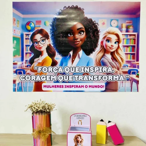 Imagem de mulheres inspiradoras com mensagem de força e coragem.