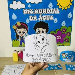 Material educativo sobre o Dia Mundial da Água para crianças.