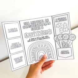 Atividade educativa sobre autismo e conscientização para o Dia Mundial.