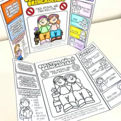 Material educativo sobre tipos de bullying e prevenção para crianças.