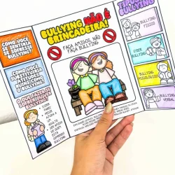 Material educativo sobre bullying para crianças e adolescentes.