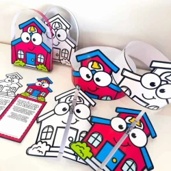 Lembrancinhas de papel com tema de escola para o Dia da Escola.