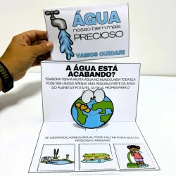 Material educativo sobre a importância da água para crianças.