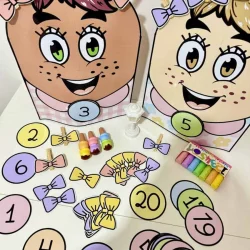 Atividades educativas com personagens de luva para aprender a contar.