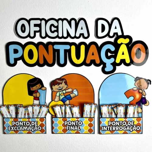 Atividades de pontuação para crianças na oficina educativa.