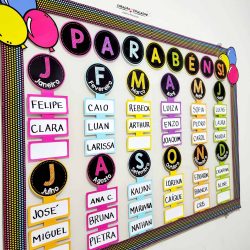 Painel de Aniversariantes - Cores - Apoio Visual