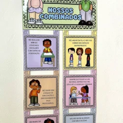 Painel com regras de comportamento para sala de aula.