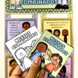 Cartões de Nossos Combinados com ilustrações educativas para crianças.