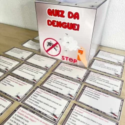 Material educativo sobre dengue com perguntas e respostas.