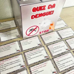 Caixa de quiz sobre dengue com perguntas educativas.