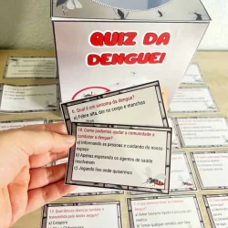 Caixa de quiz sobre dengue com perguntas educativas.