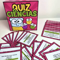 Jogo de cartas de perguntas de ciências para crianças.