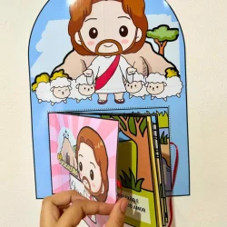 Material educativo infantil sobre a Páscoa e Jesus Cristo.