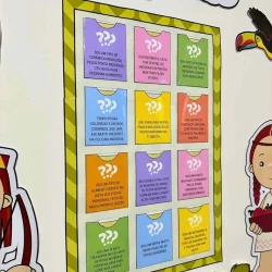 Quebra-cabeça com perguntas sobre cultura indígena e alimentação.