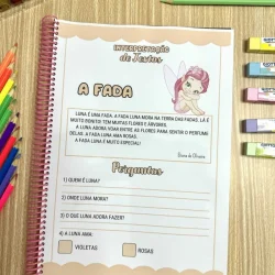Apostila com história da fada e perguntas sobre a lua para interpretação de textos.