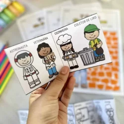 Cartões de profissões para crianças com ilustrações divertidas.