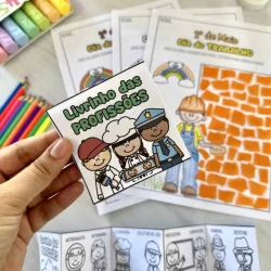 Material educativo sobre profissões para crianças.