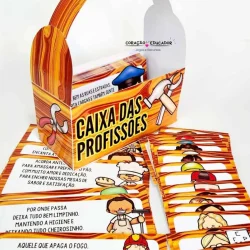 Caixa das Profissões com materiais educativos para ensino.
