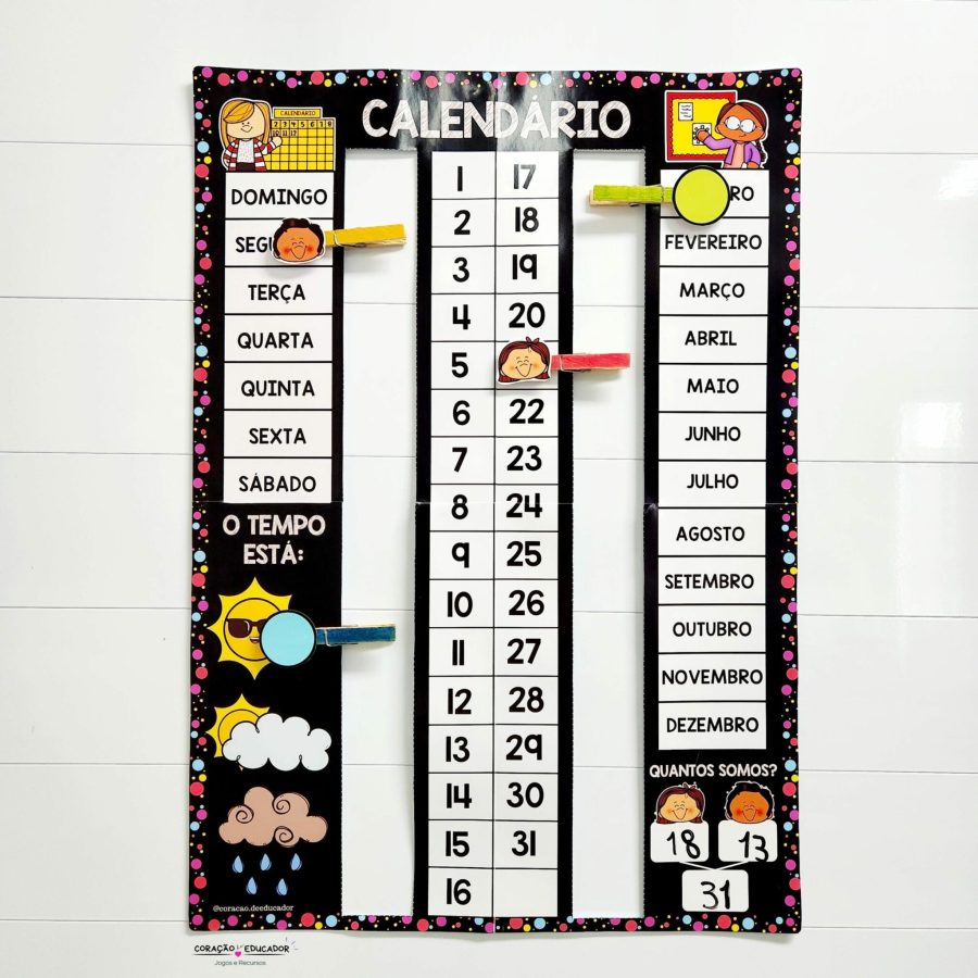 Calendário de Parede Interativo - Cores - Apoio Visual