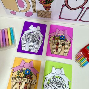 Cartão 3D – Cesto de Flores Dia das Mães - Dia das Mães