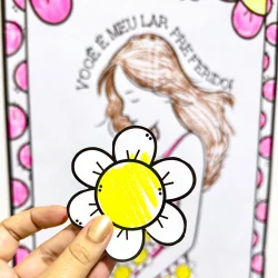 Cartaz de Dia das Mães com flor e mensagem de amor.