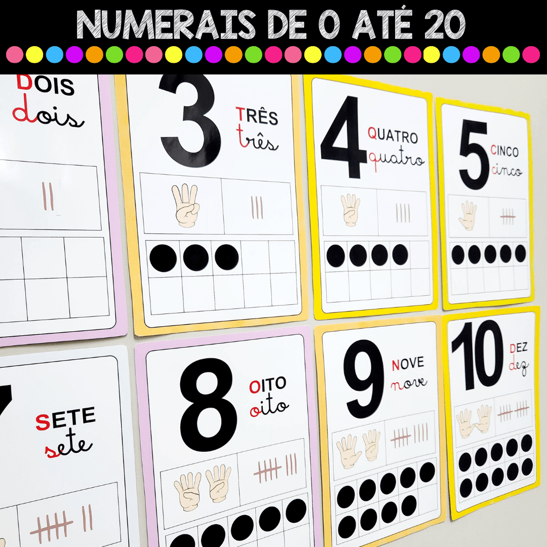 Cartaz - Numerais de 0 a 20 - Cores - Apoio Visual