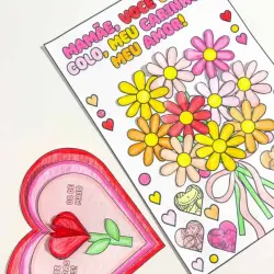 Cartão de Dia das Mães com flores e mensagem de amor.