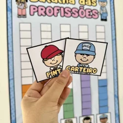 Jogo educativo sobre profissões para crianças na sala de aula.
