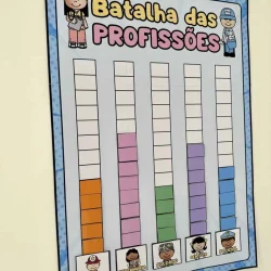 Atividade educativa sobre profissões para crianças na sala de aula.