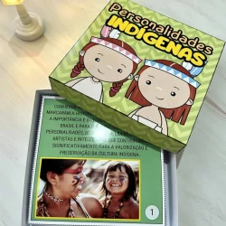 Jogo educativo sobre personalidades indígenas para crianças.