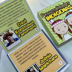 Ilustração de personagens indígenas para educação cultural.