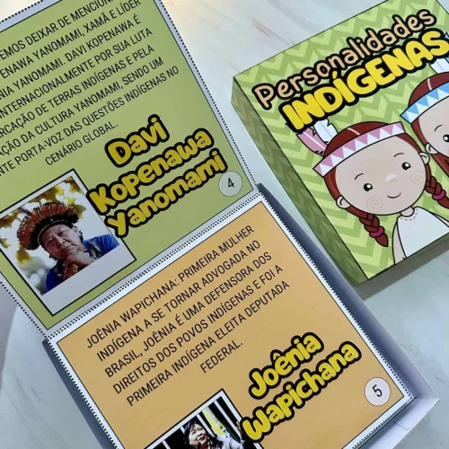 Ilustração de personagens indígenas para educação cultural.