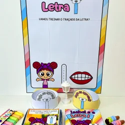Atividade educativa com personagem infantil e quadro para treinar a letra I.
