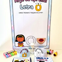 Quadro educativo para aprender a letra O com personagem Dora e atividades.