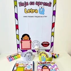 Quadro educativo para treinar a letra Q com atividades divertidas.