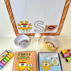 Material didático com tema da letra S e sol para educação infantil.