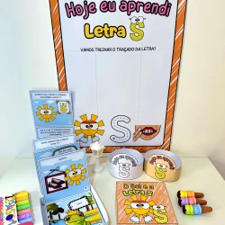 Material pedagógico para ensinar a letra S com personagens divertidos.