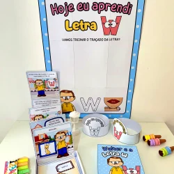 Material didático para ensinar a letra W às crianças na pedagogia de ideias.