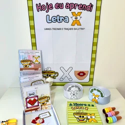 Atividades educativas com letras e personagens para crianças.