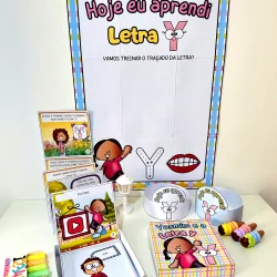Material pedagógico para ensinar a letra Y às crianças.