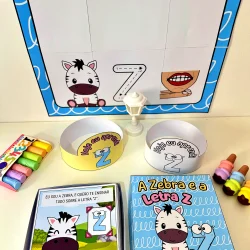 Material didático com tema de zebra e letra Z para educação infantil.