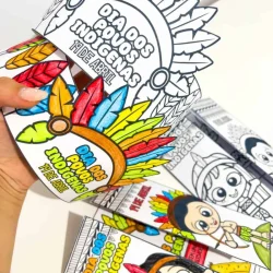 Coroa colorida de povos indígenas para atividades escolares.