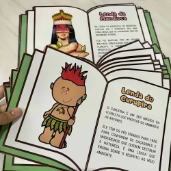 Livro com histórias de lendas indígenas e personagens tradicionais.