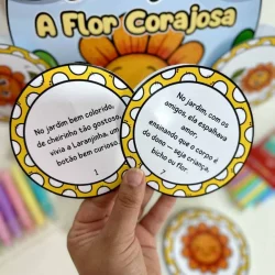 Luva Laranjinha com mensagem inspiradora para crianças.